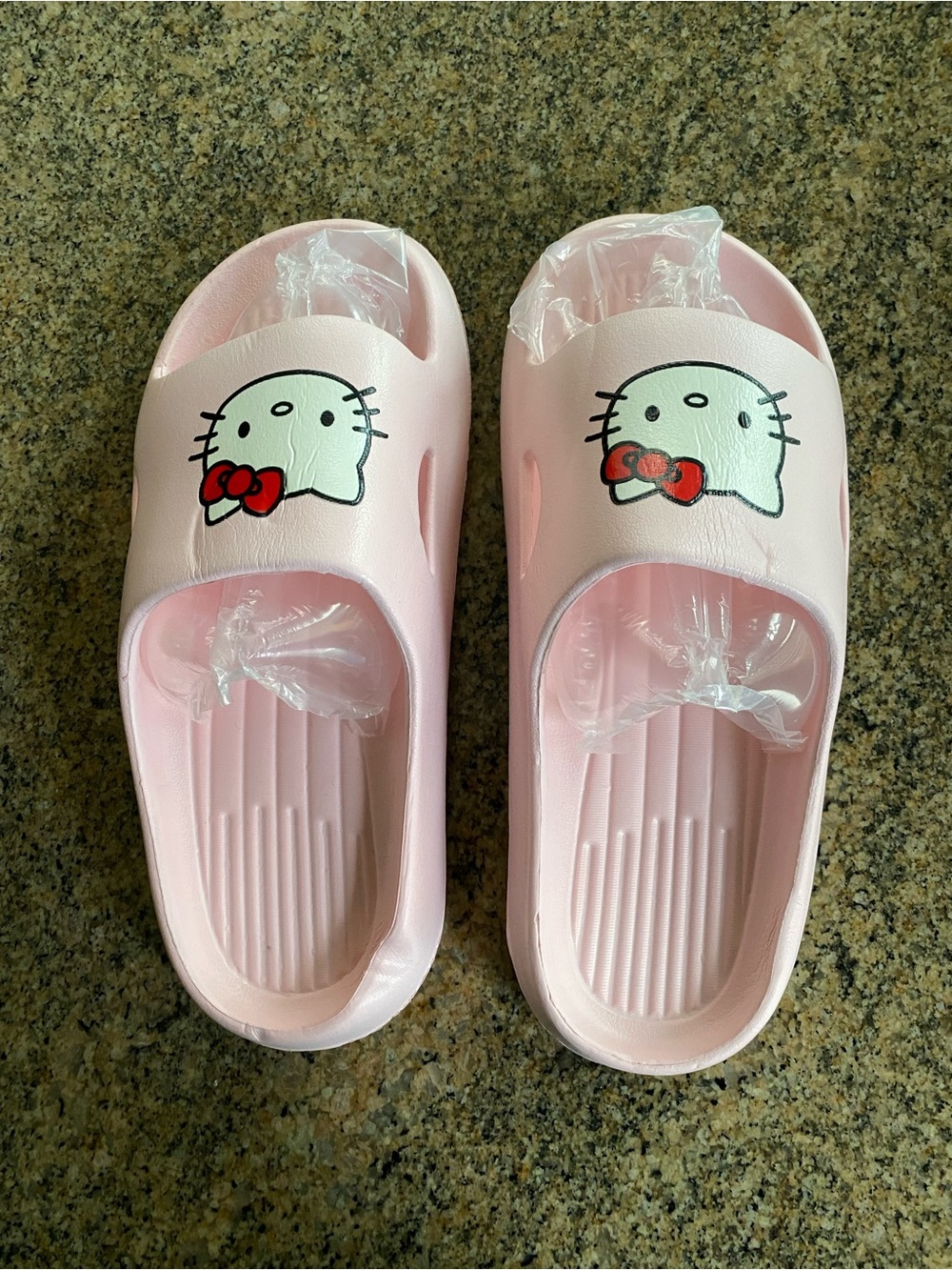 Women’s Pink Character Slide Sandals with Bow Accent